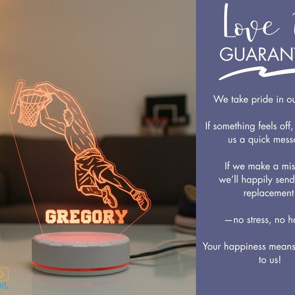 Personalized Basketball Night Light – Custom LED Lamp for Fans - Picture 6 of 8